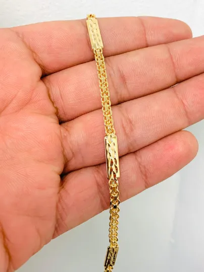 Bismarck Anklet Bracelet /18K Gold Filled Anklet Bracelet 10" / Leaf Anklet Bracelet / Women's Bracelet / Tobillera Bismarck Link Para el Pie / Pulsera de Pie Para Mujer
