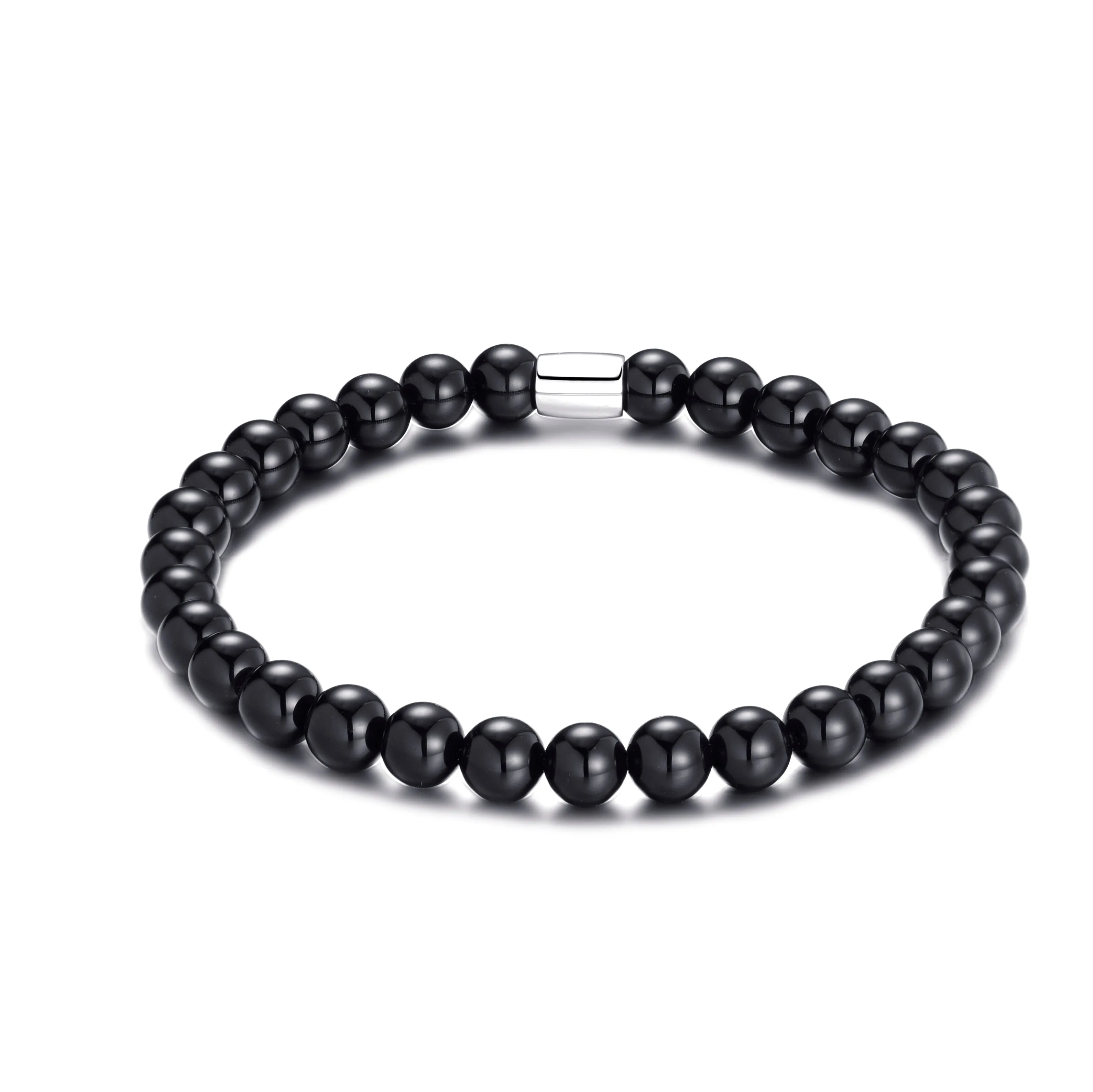 Black Onyx Gemstone Stretch Bracelet