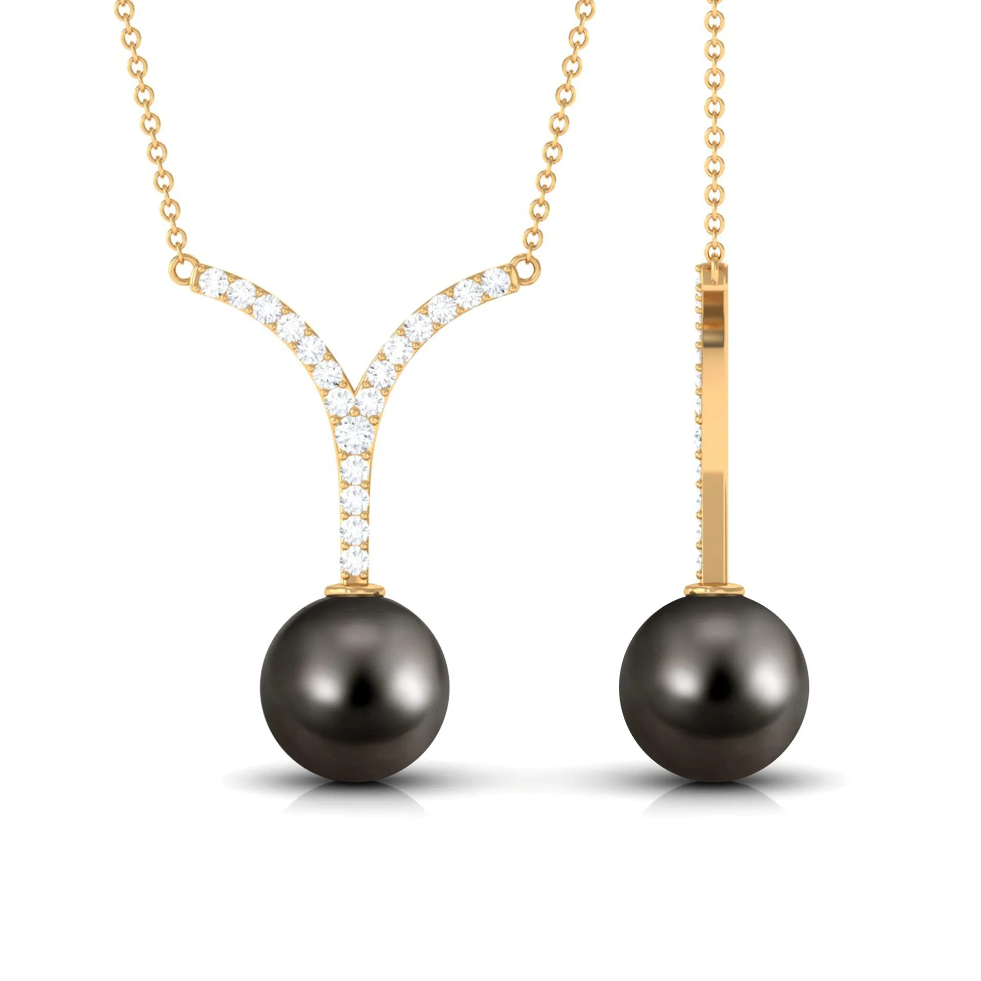 Black Tahitian Pearl and Diamond Classic Necklace