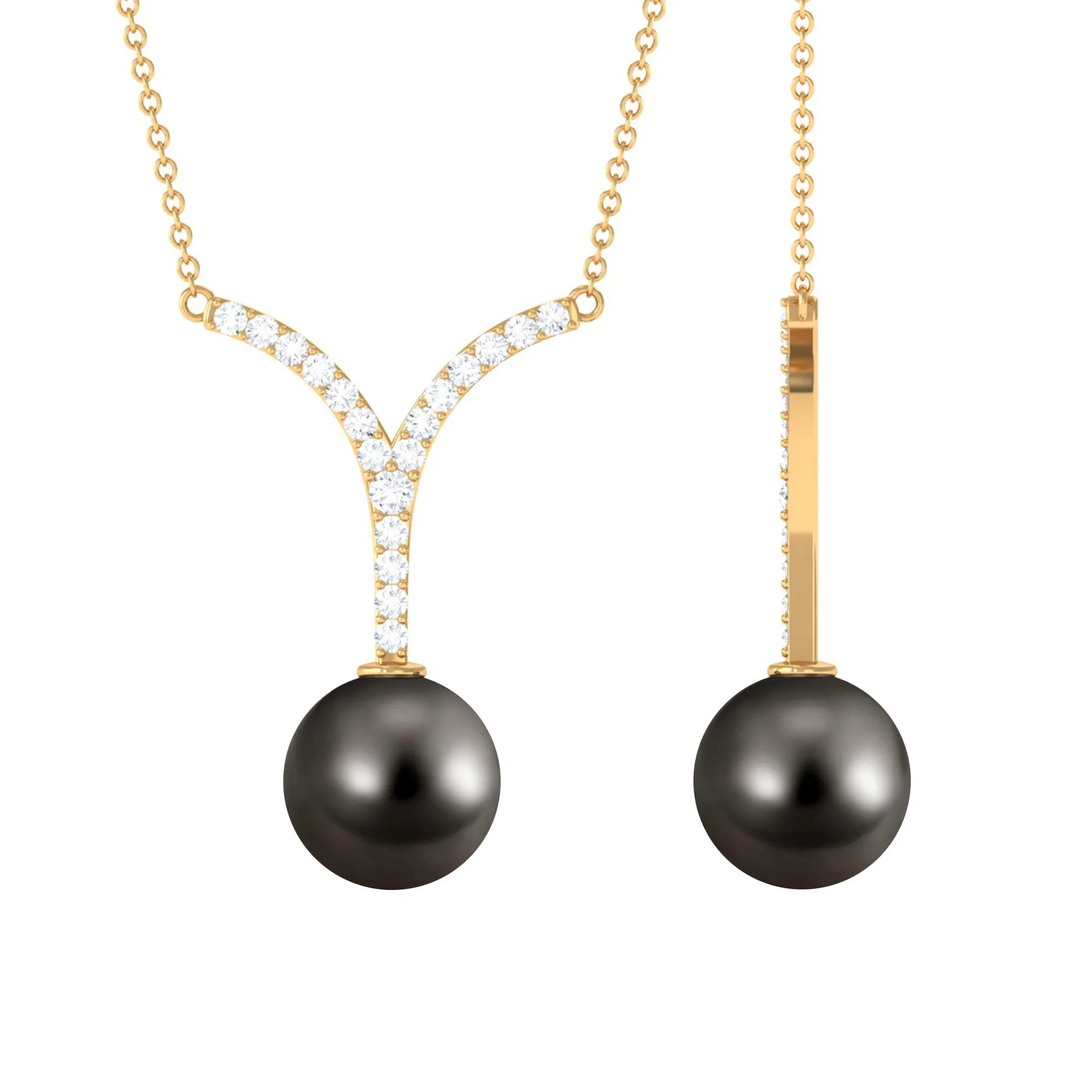 Black Tahitian Pearl and Diamond Classic Necklace
