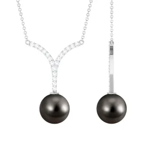 Black Tahitian Pearl and Diamond Classic Necklace