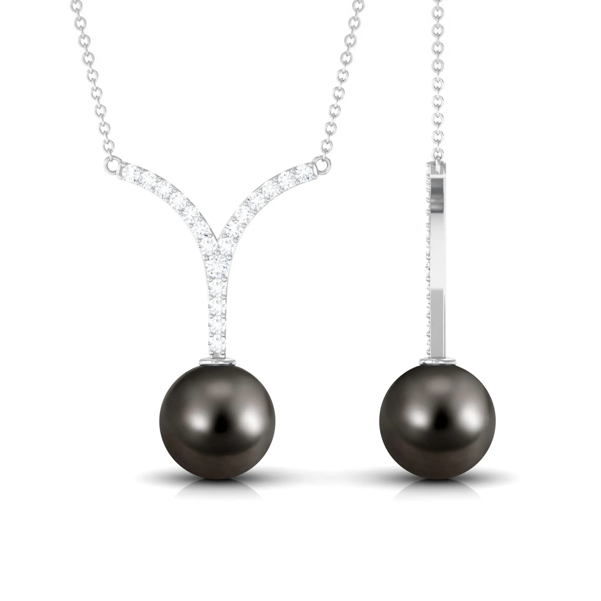 Black Tahitian Pearl and Diamond Classic Necklace