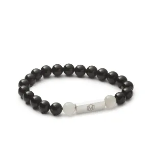 Black Tourmaline & White Moonstone Beaded Bracelet