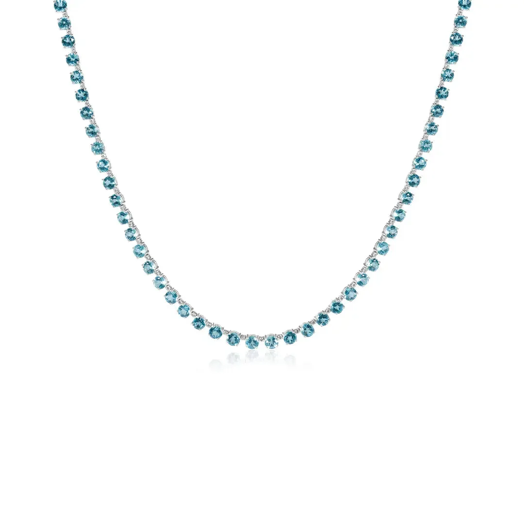 Blue Topaz and Diamonds Necklace