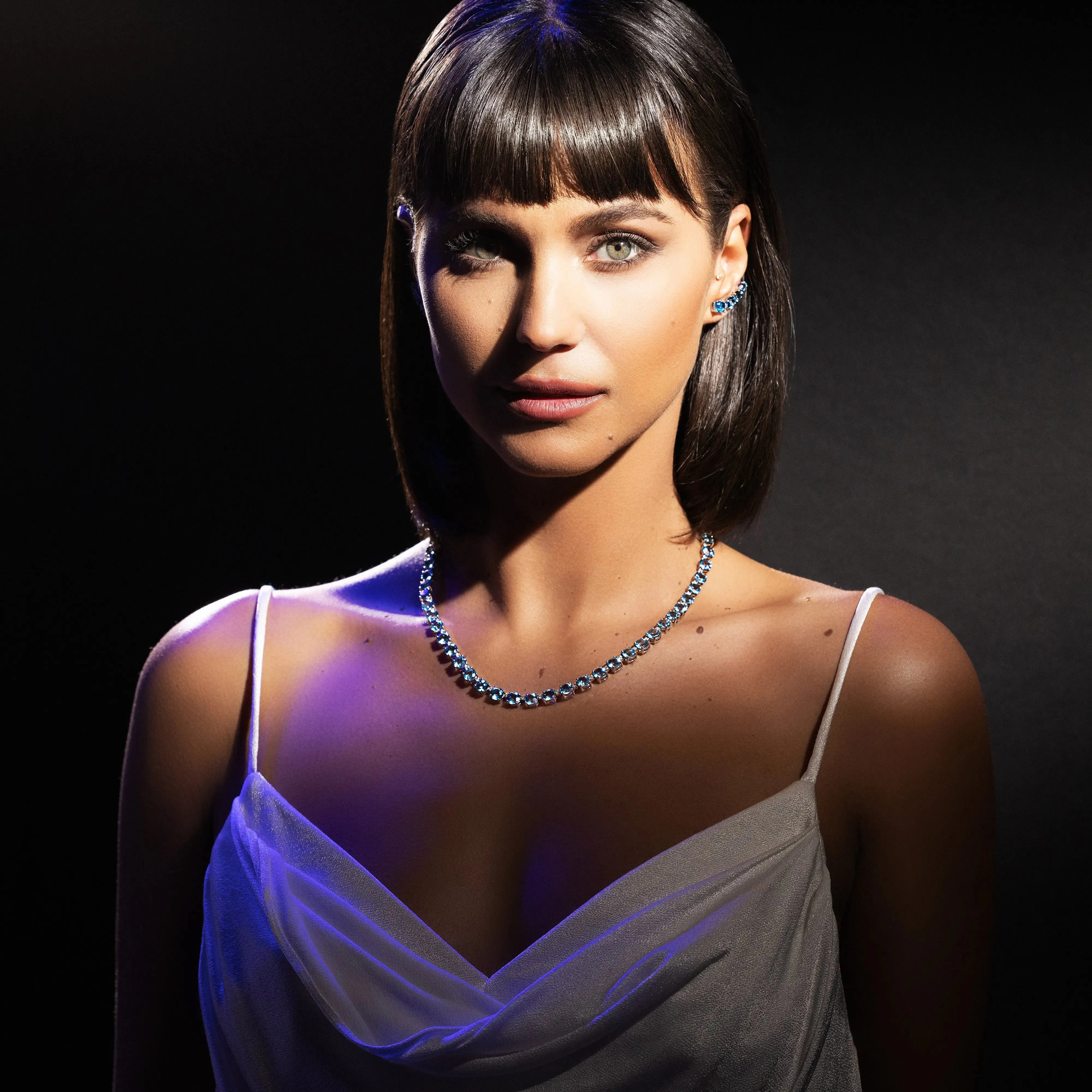 Blue Topaz and Diamonds Necklace