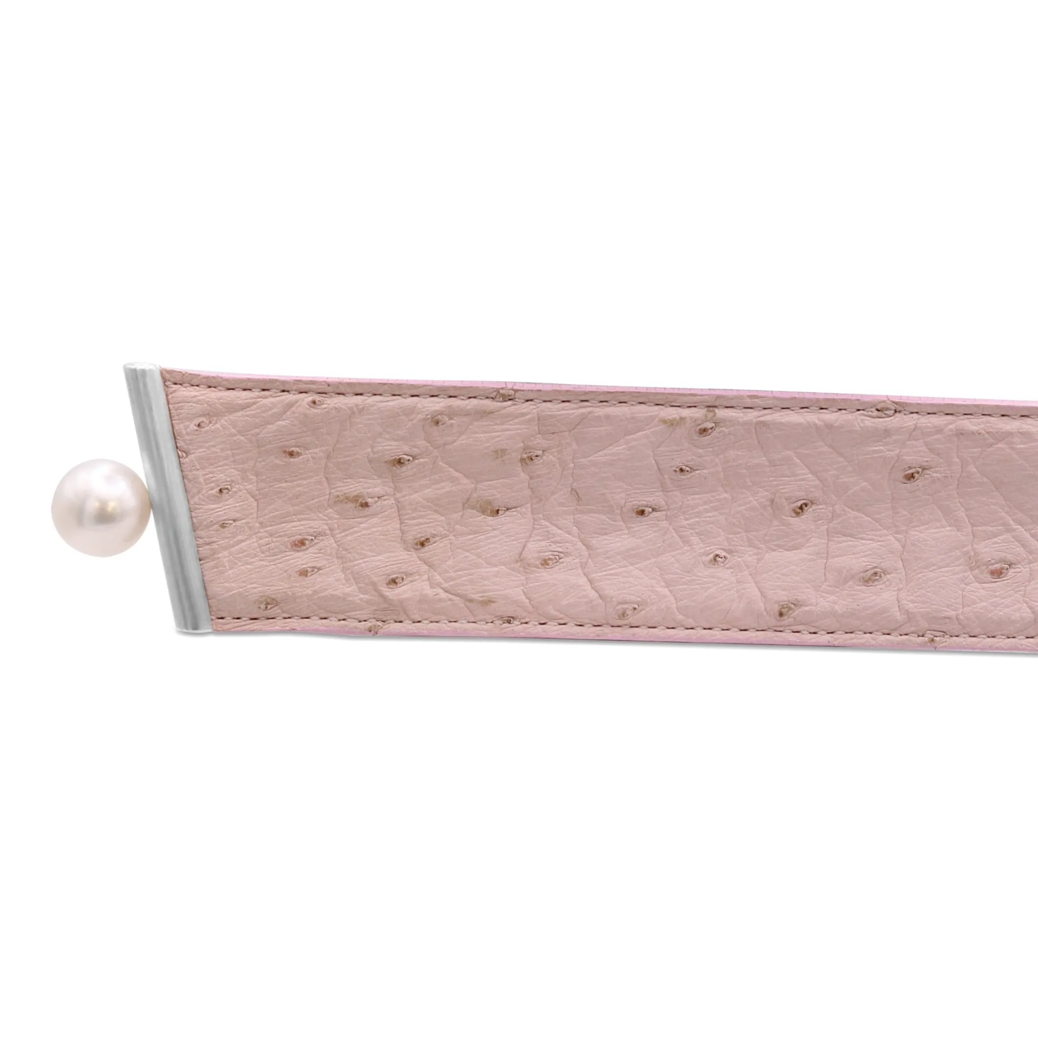 Boodles Pink Ostrich Leather Snap Bracelet , Tahitian Pearl End