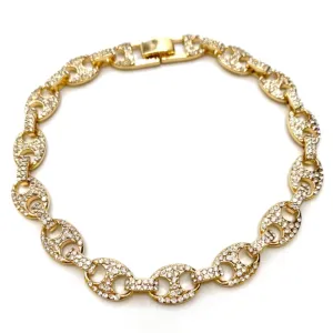 Bracelet Rhinestone Oval Link Small-Large