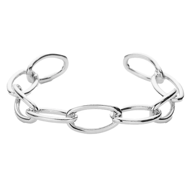 Brass Metal Open Oval Link Cuff Bracelet