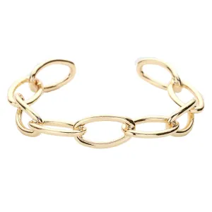 Brass Metal Open Oval Link Cuff Bracelet