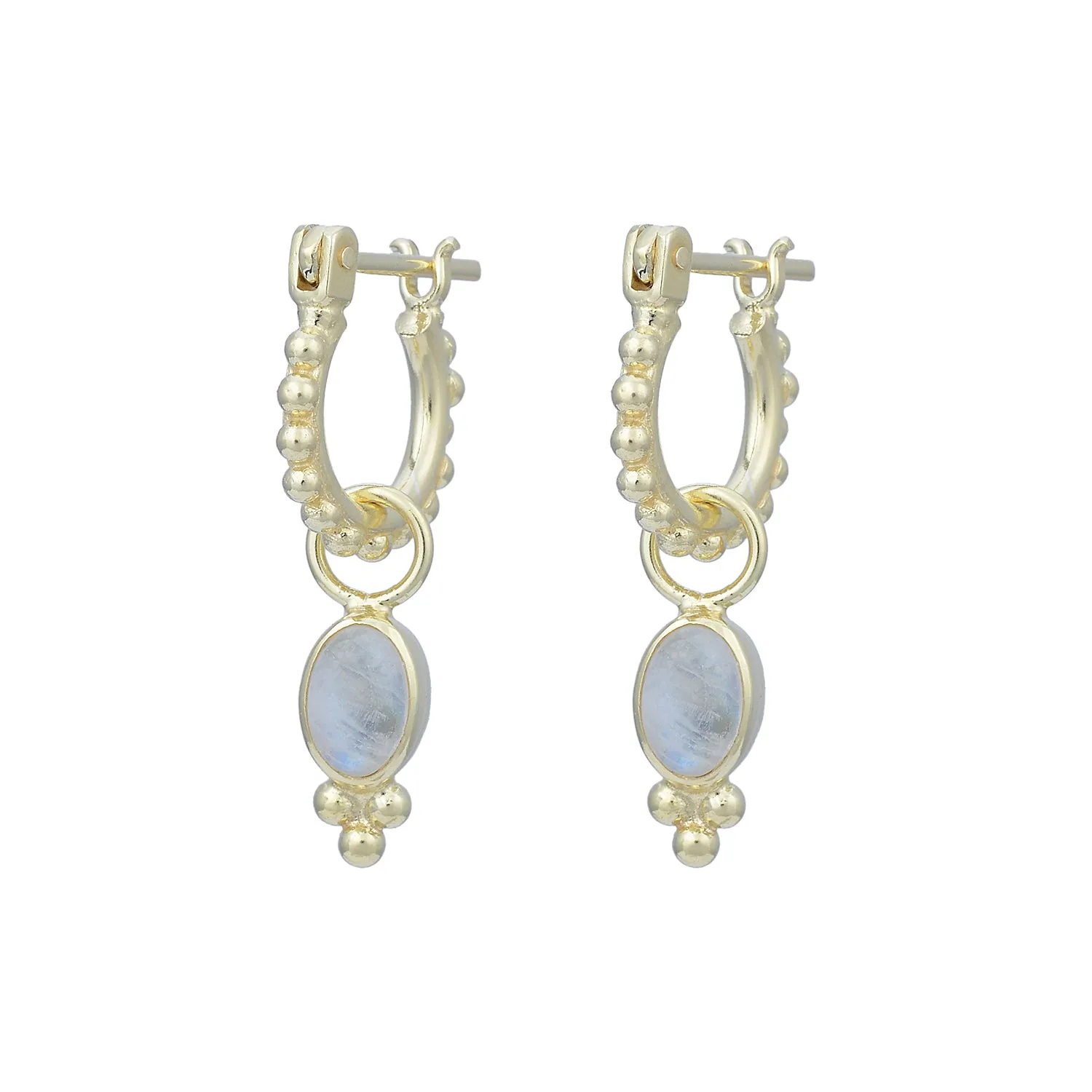 Camille Gold Rainbow Moonstone Hoop Earrings