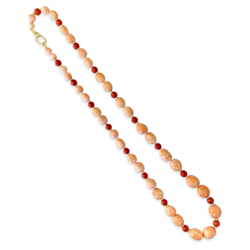 Carved Coral Bead Necklace