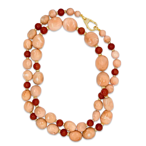 Carved Coral Bead Necklace