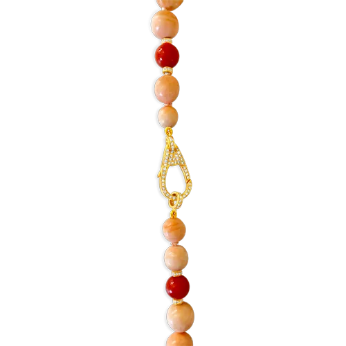 Carved Coral Bead Necklace