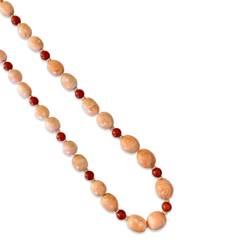 Carved Coral Bead Necklace