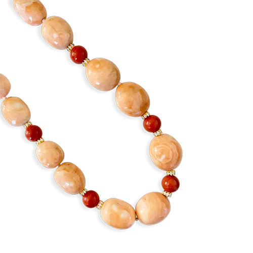Carved Coral Bead Necklace