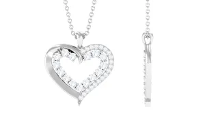 Certified Moissanite Open Heart Pendant