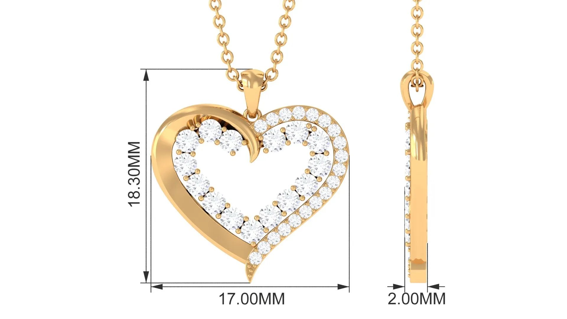 Certified Moissanite Open Heart Pendant