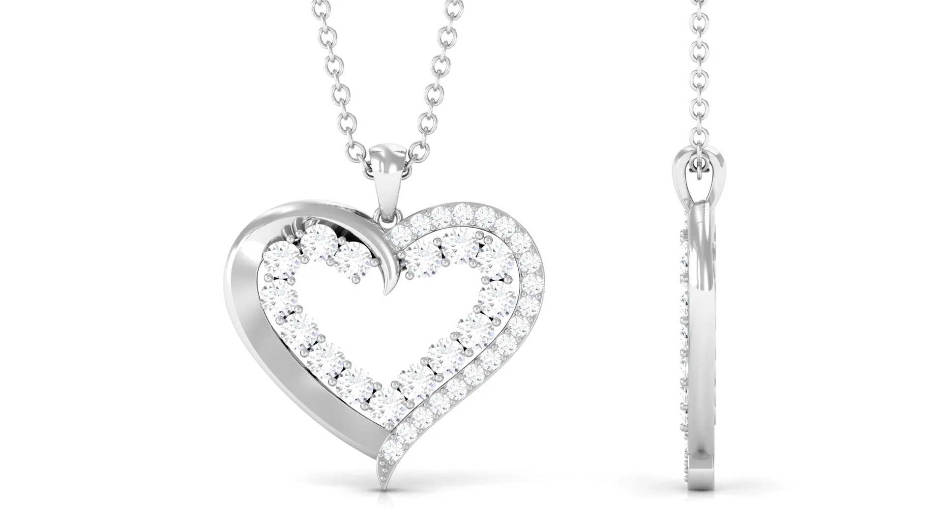 Certified Moissanite Open Heart Pendant