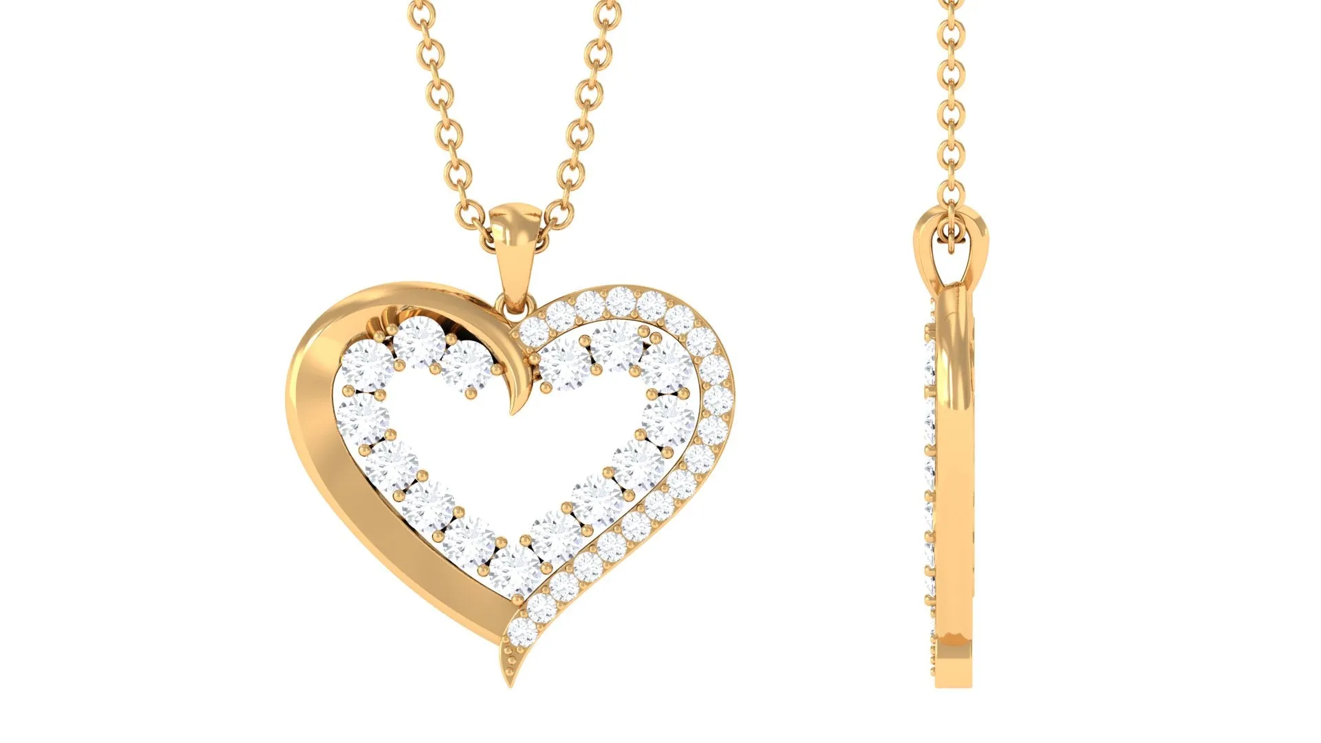 Certified Moissanite Open Heart Pendant