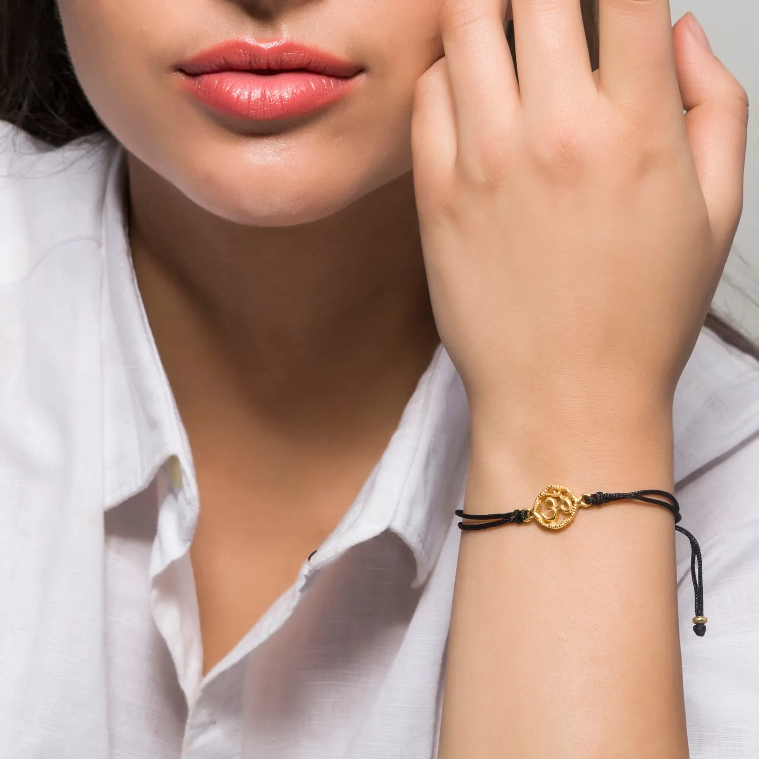 Circular Om Braided Bracelet , Gold Vermeil