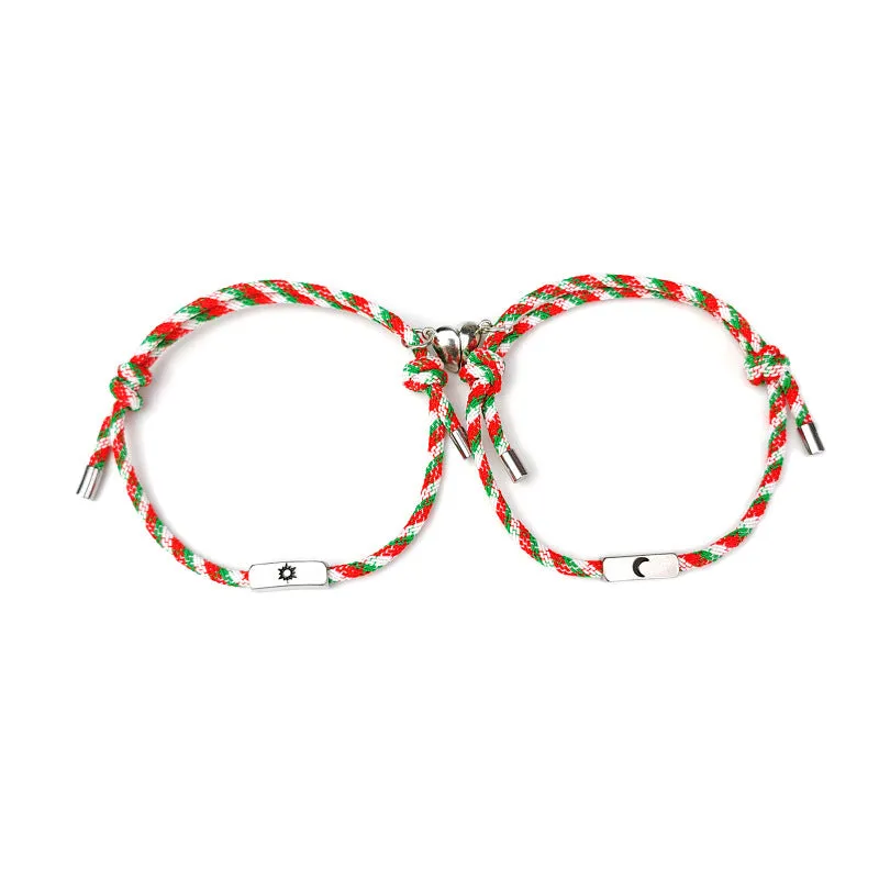 Couple Magnet Attracts A Pair Of Stainless Steel Sun And Moon  Couple Bracelets