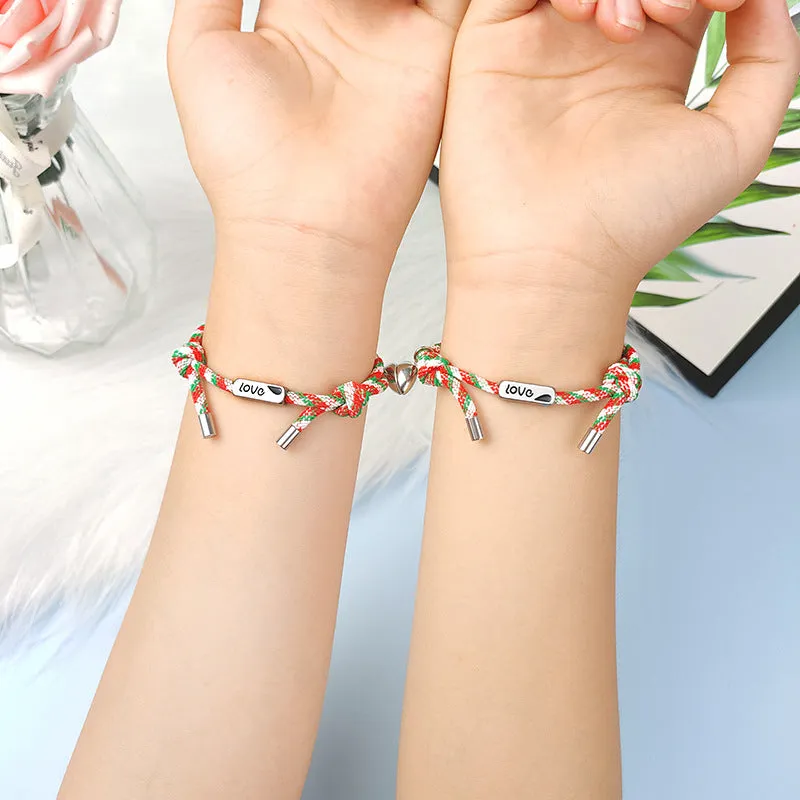 Couple Magnet Attracts A Pair Of Stainless Steel Sun And Moon  Couple Bracelets