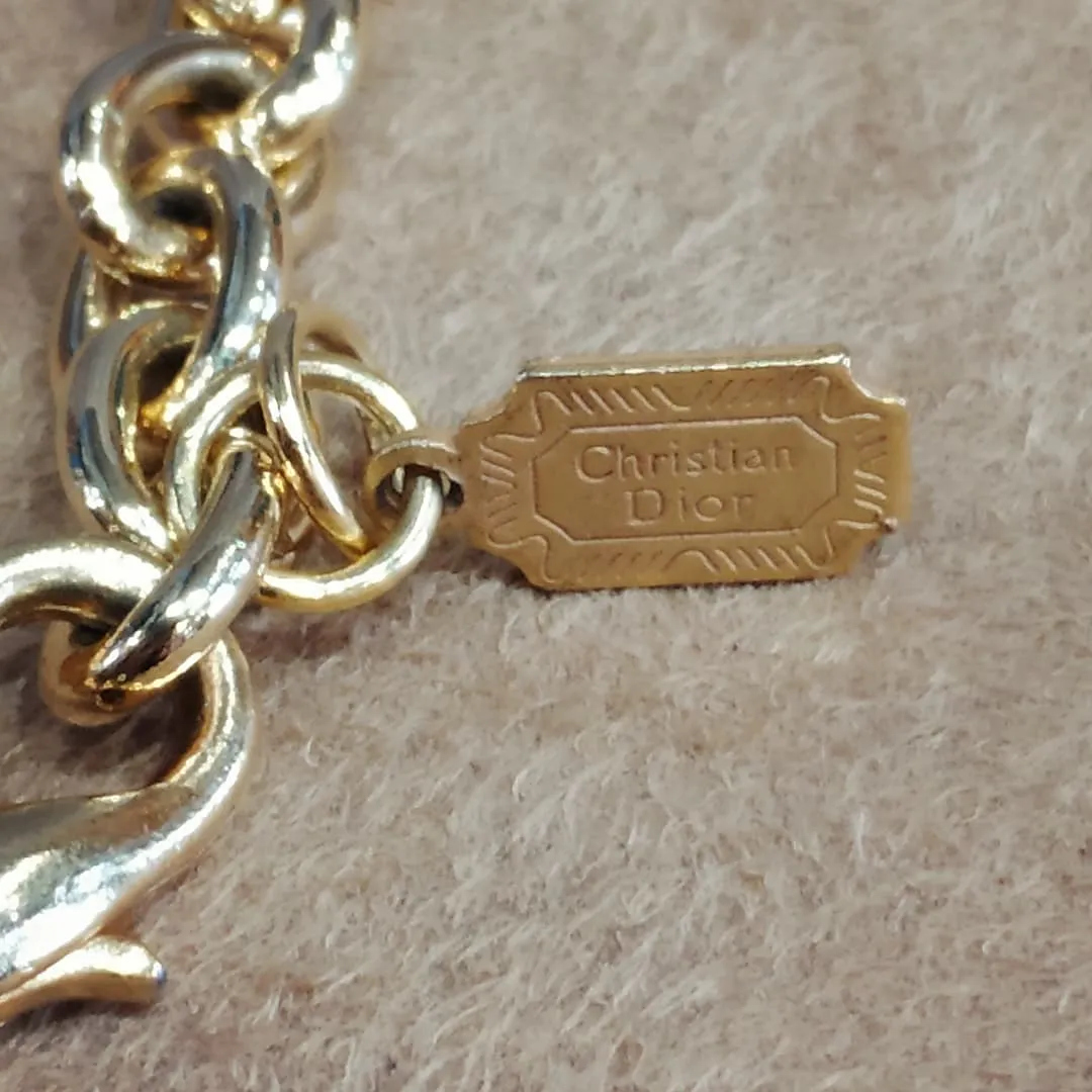 Dior Long gold sautoir chain with Glass Turquoise and Pearl