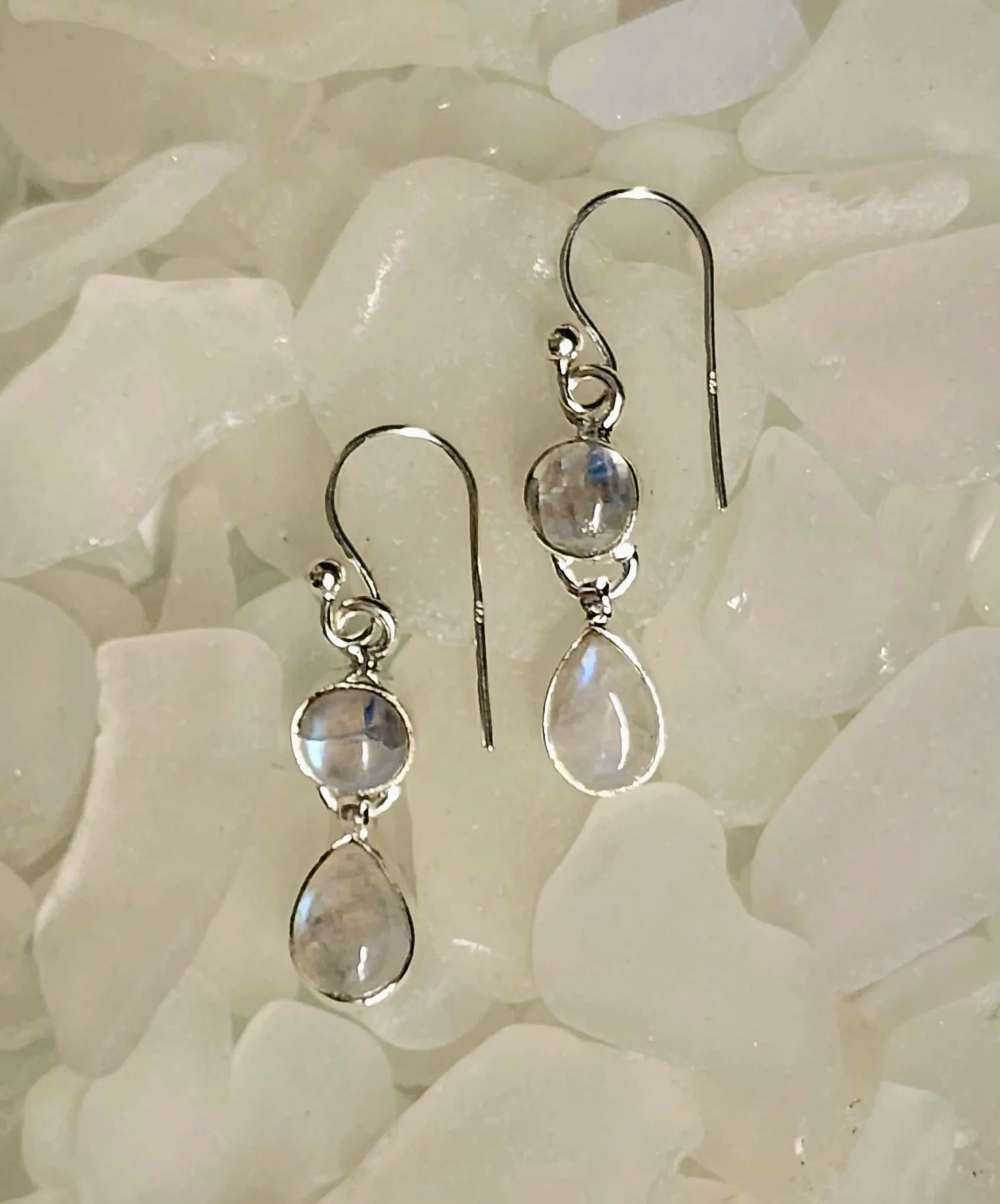 Double Drop Moonstone Earrings