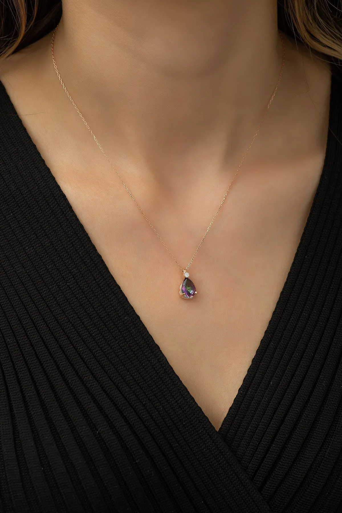 Drop Mystic Topaz Stone Necklace
