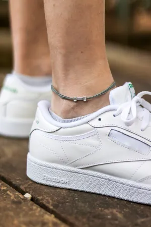Dumbbell anklet for men, gray ankle bracelet barbell bodybuilding