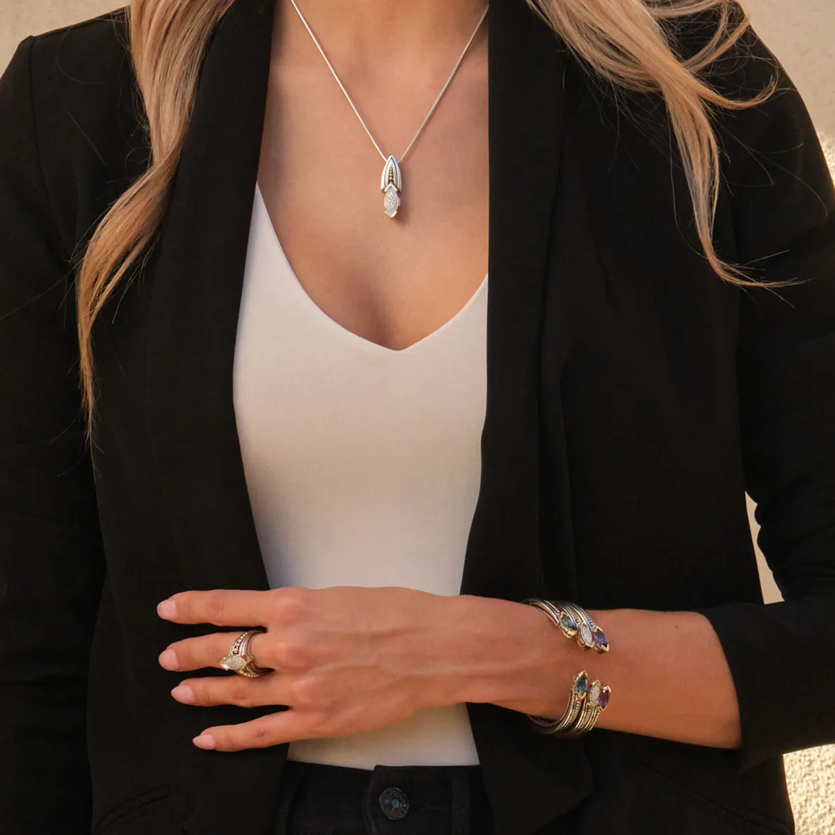 Elixir Gemstone Hinged Cuff Bracelet