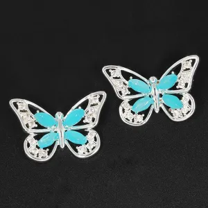 Equilibrium Blue Moonstone Butterfly Stud Earrings