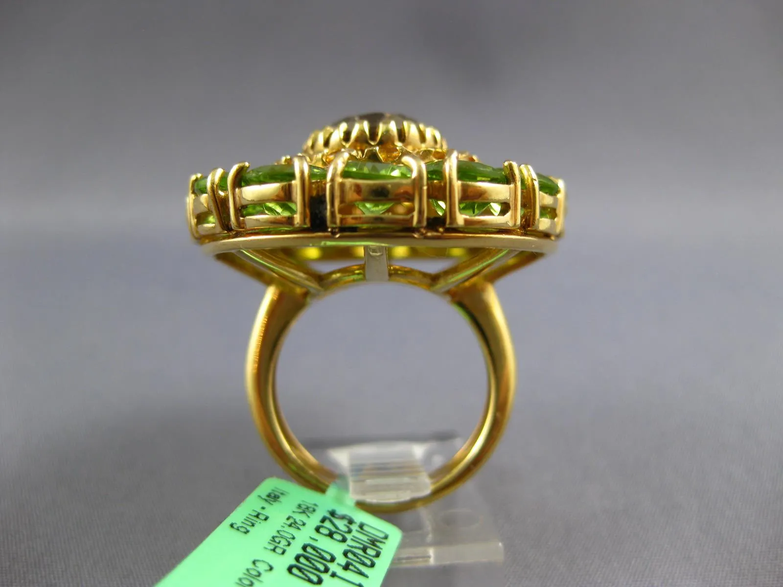 ESTATE EXTRA LARGE 18.52CT AAA MULTI GEM 18K YELLOW GOLD 3D FLOWER OVAL FUN RING