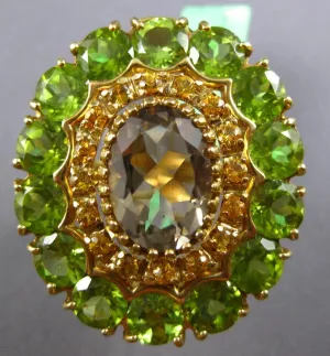ESTATE EXTRA LARGE 18.52CT AAA MULTI GEM 18K YELLOW GOLD 3D FLOWER OVAL FUN RING