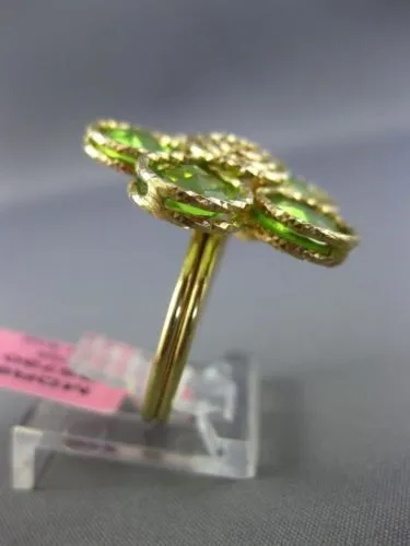 ESTATE LARGE 10.0CT AAA EXTRA FACET PERIDOT 14KT YELLOW GOLD 3D FLOWER FUN RING