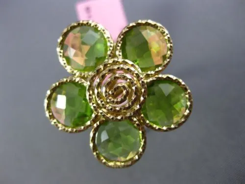 ESTATE LARGE 10.0CT AAA EXTRA FACET PERIDOT 14KT YELLOW GOLD 3D FLOWER FUN RING