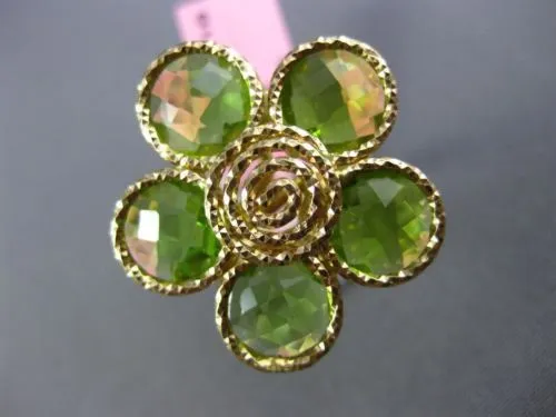 ESTATE LARGE 10.0CT AAA EXTRA FACET PERIDOT 14KT YELLOW GOLD 3D FLOWER FUN RING