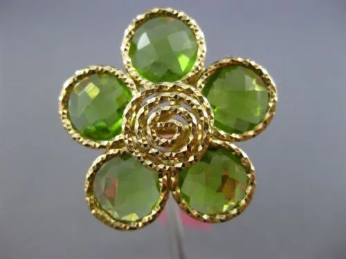 ESTATE LARGE 10.0CT AAA EXTRA FACET PERIDOT 14KT YELLOW GOLD 3D FLOWER FUN RING