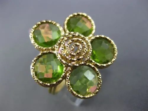 ESTATE LARGE 10.0CT AAA EXTRA FACET PERIDOT 14KT YELLOW GOLD 3D FLOWER FUN RING