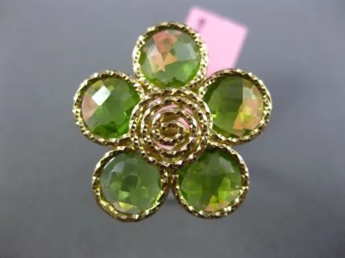 ESTATE LARGE 10.0CT AAA EXTRA FACET PERIDOT 14KT YELLOW GOLD 3D FLOWER FUN RING