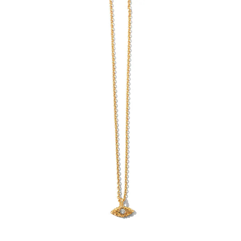 Evil Eye Necklace, White Topaz, Gold