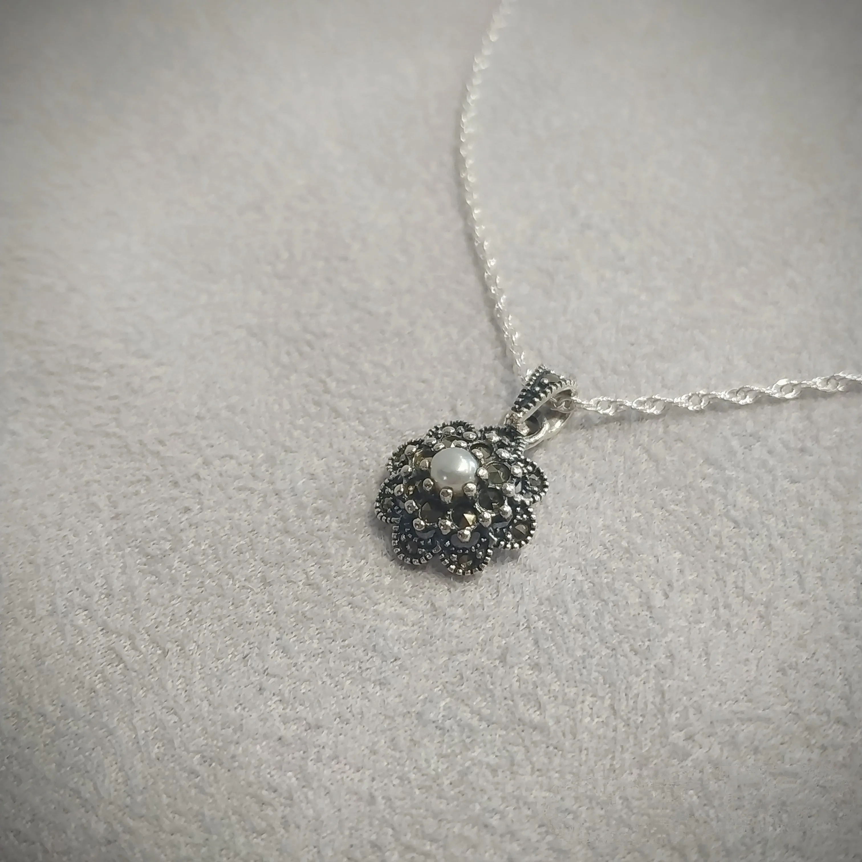 Floral Star Freshwater Pearl Pendant Necklace