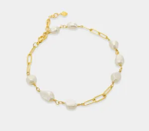 Freshwater Pearl Paperclip Anklet