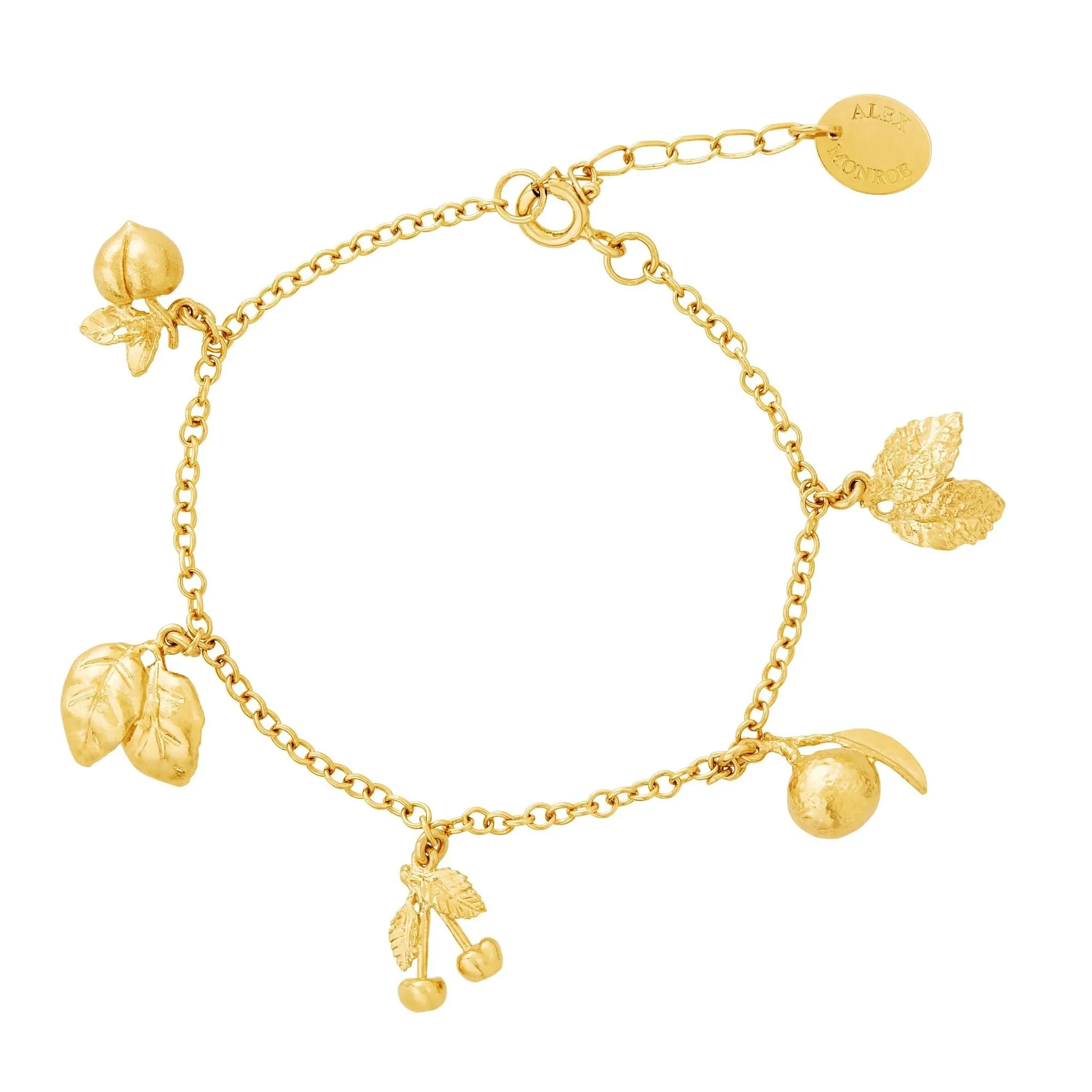 Fruit Medley Charm Bracelet Gold Plated