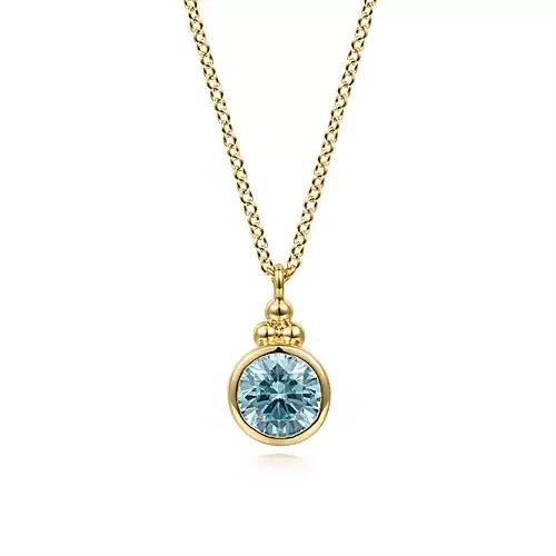 Gabriel & Co. Yellow Gold Swiss Blue topaz Pendant Necklace