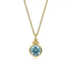 Gabriel & Co. Yellow Gold Swiss Blue topaz Pendant Necklace