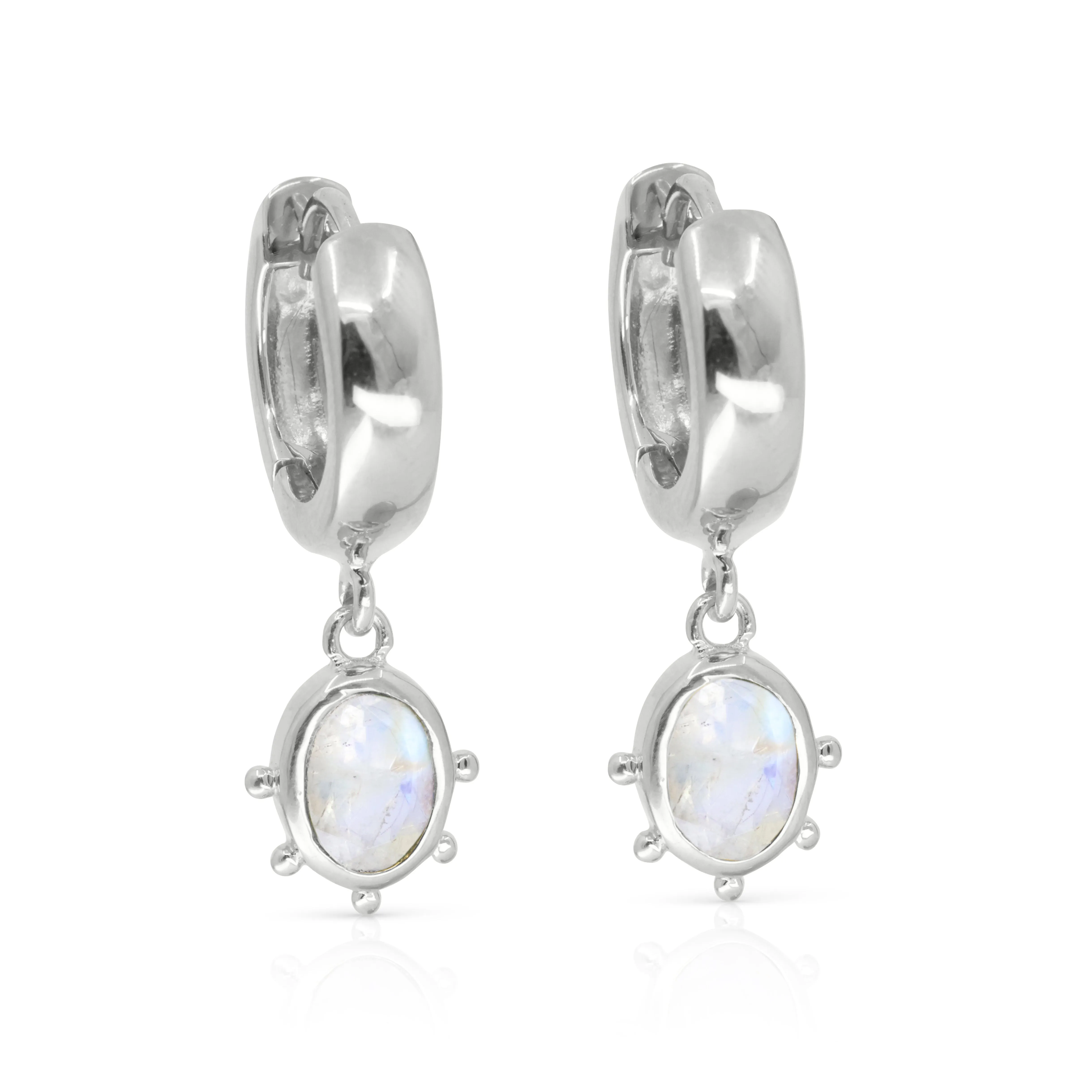 Gia Moonstone Silver Huggies