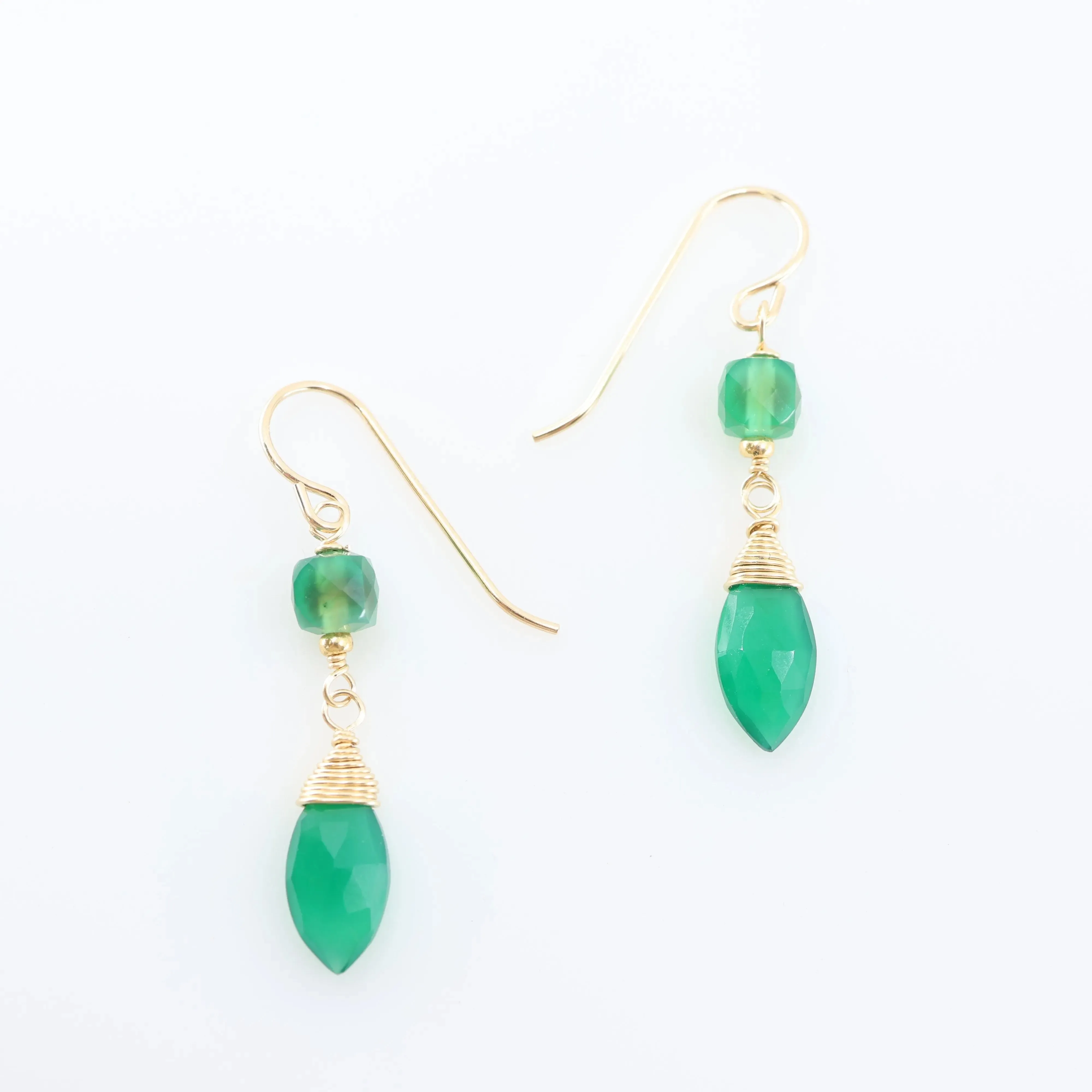 Green Onyx Marquis Drop Earrings