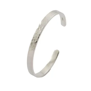 Hammered Slim Ladies Sterling Silver Cuff Bangle