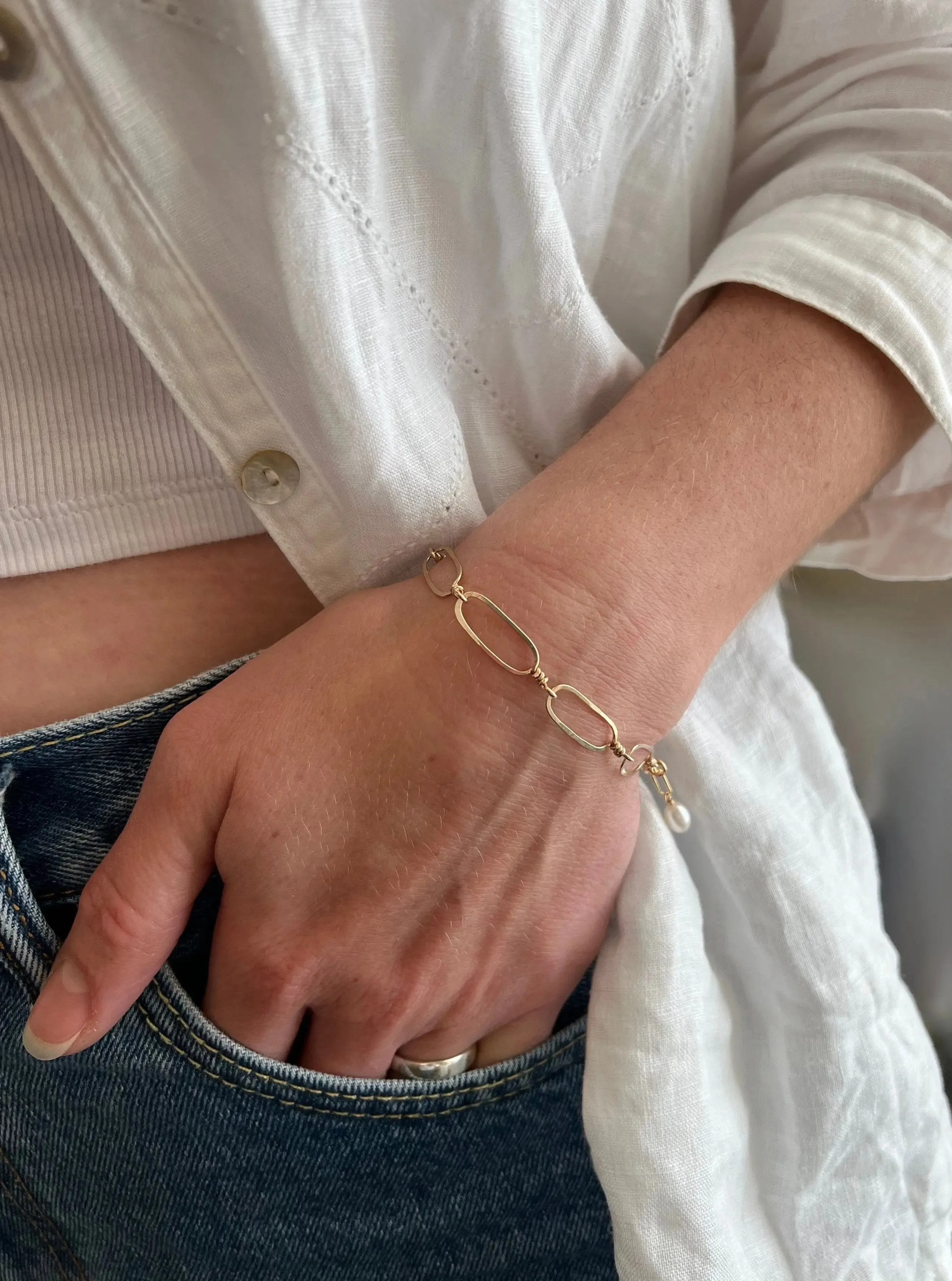 Hand Forged Paperclip Link Bracelet